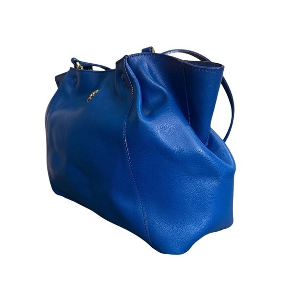 Piero Guidi Handbag Blue Leather Tote Magic Circus Accent Pocket - Picture 3 of 7